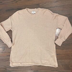 Aerie Oversized Split Hem Sweater Women’s Tan Cream Size Small | Loungewear